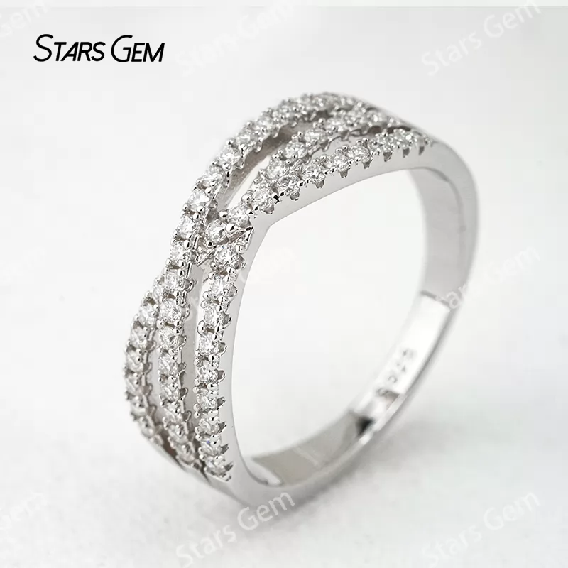 1.3mm Round Brilliant Cut Moissanite S925 Sterling Silver Diamond Eternity Ring