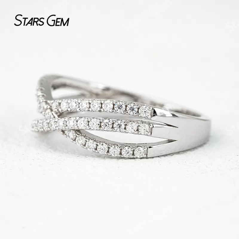 1.3mm Round Brilliant Cut Moissanite S925 Sterling Silver Diamond Eternity Ring