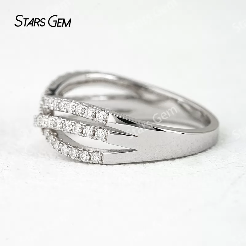 1.3mm Round Brilliant Cut Moissanite S925 Sterling Silver Diamond Eternity Ring