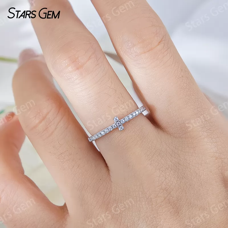 1.2mm Round Brilliant Cut Moissanite S925 Sterling Silver Diamond Eternity Ring