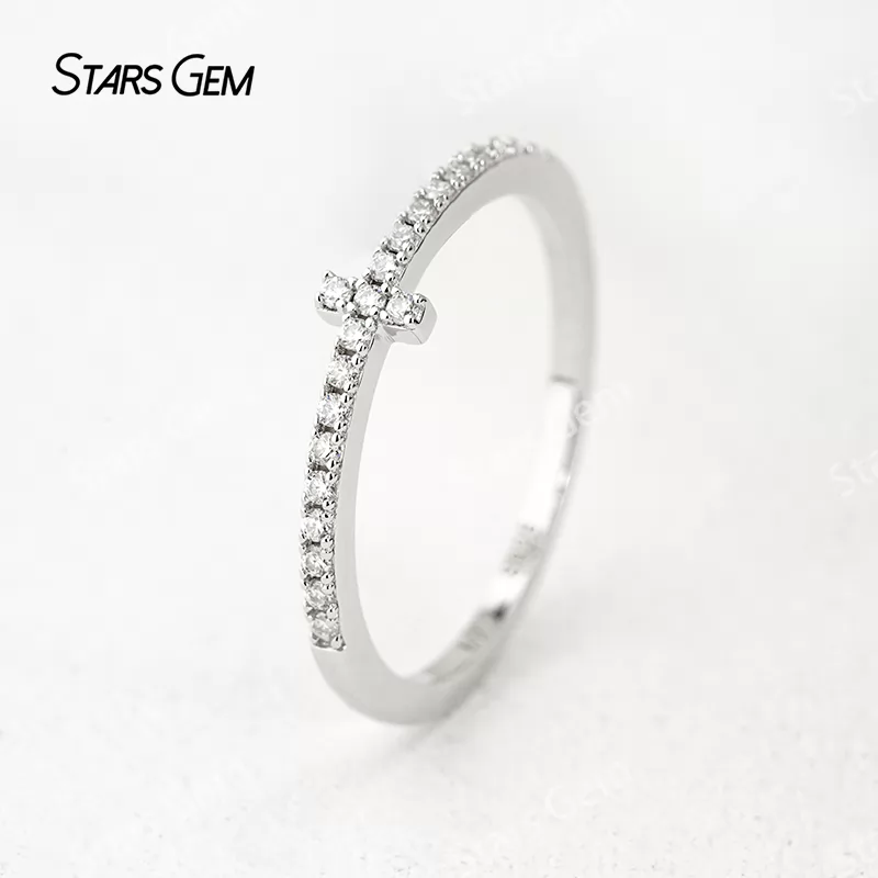 1.2mm Round Brilliant Cut Moissanite S925 Sterling Silver Diamond Eternity Ring