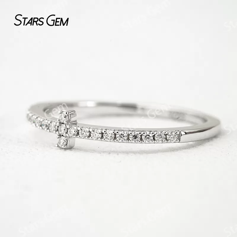 1.2mm Round Brilliant Cut Moissanite S925 Sterling Silver Diamond Eternity Ring