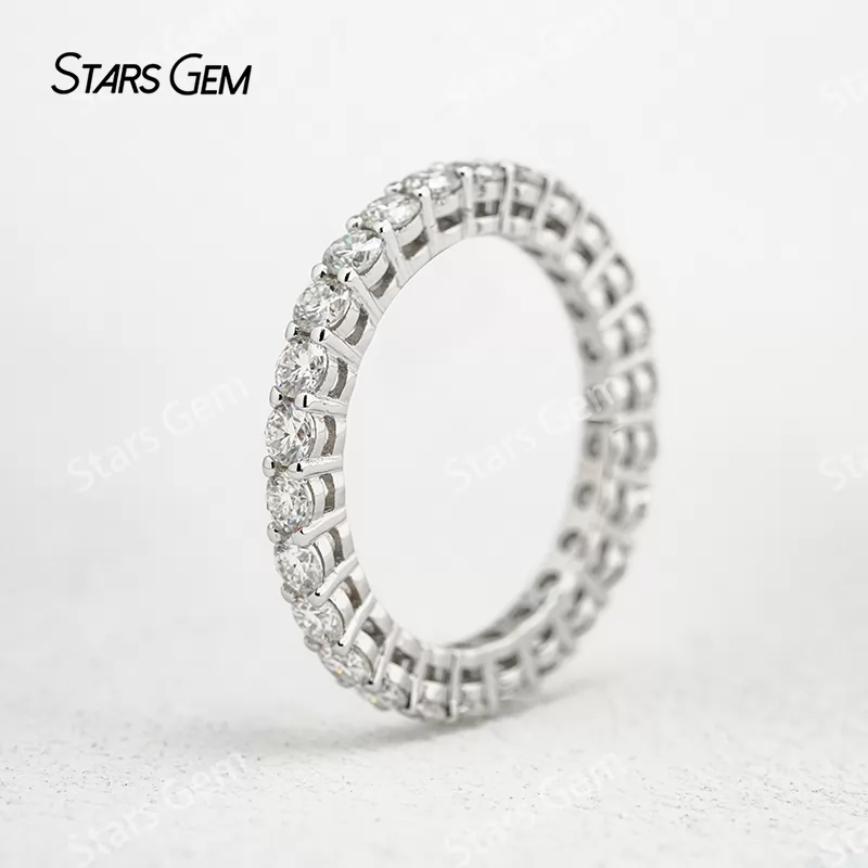 2.5mm Round Brilliant Cut Moissanite S925 Sterling Silver Diamond Eternity Ring