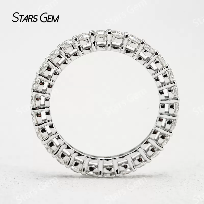 2.5mm Round Brilliant Cut Moissanite S925 Sterling Silver Diamond Eternity Ring