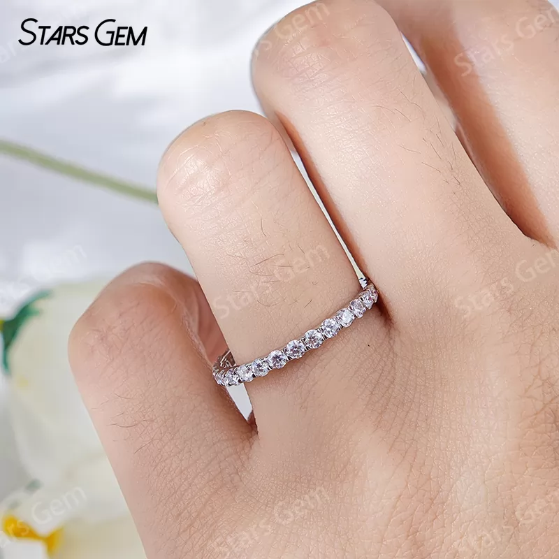 2mm Round Brilliant Cut Moissanite S925 Sterling Silver Diamond Eternity Ring