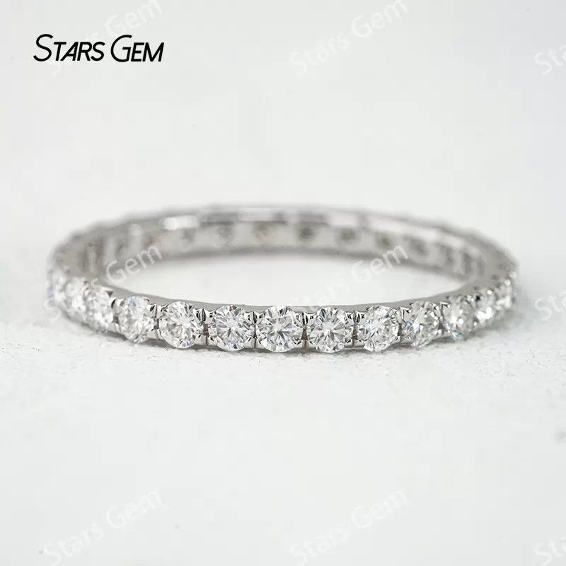 2mm Round Brilliant Cut Moissanite S925 Sterling Silver Diamond Eternity Ring