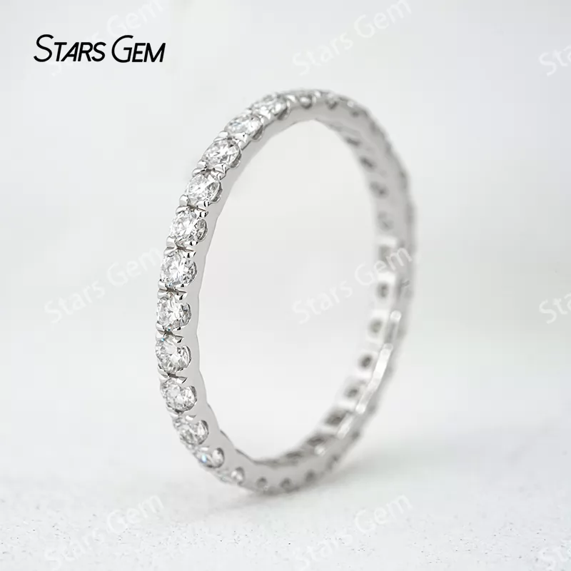 2mm Round Brilliant Cut Moissanite S925 Sterling Silver Diamond Eternity Ring