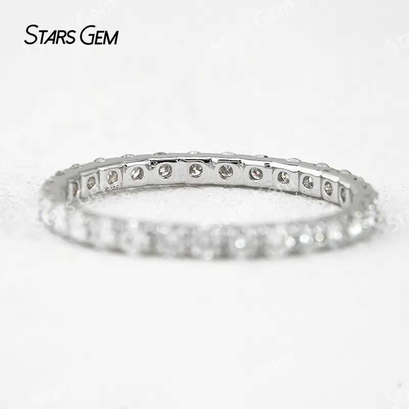 2mm Round Brilliant Cut Moissanite S925 Sterling Silver Diamond Eternity Ring