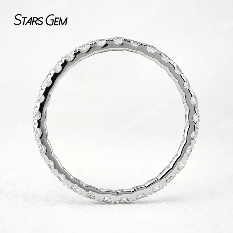 2mm Round Brilliant Cut Moissanite S925 Sterling Silver Diamond Eternity Ring