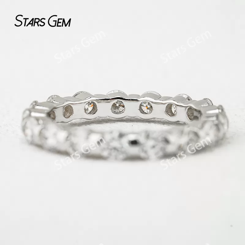 3mm Round Brilliant Cut Moissanite S925 Sterling Silver Diamond Eternity Ring