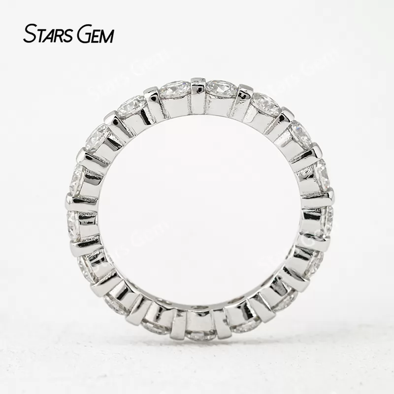 3mm Round Brilliant Cut Moissanite S925 Sterling Silver Diamond Eternity Ring