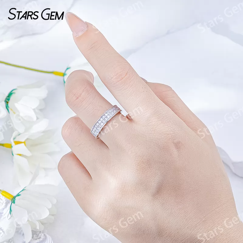 1.5mm Round Brilliant Cut Moissanite S925 Sterling Silver Diamond Eternity Ring