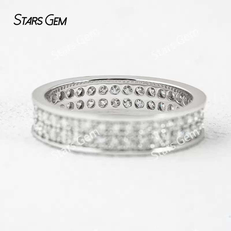 1.5mm Round Brilliant Cut Moissanite S925 Sterling Silver Diamond Eternity Ring