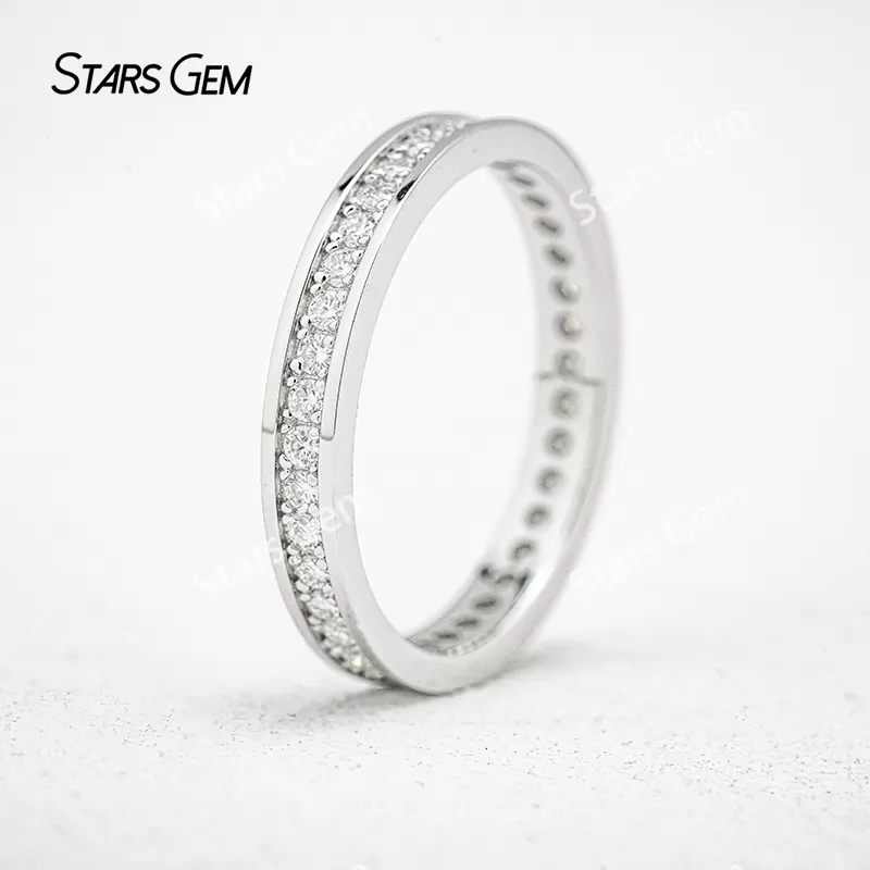 1.5mm Round Brilliant Cut Moissanite S925 Sterling Silver Diamond Eternity Ring