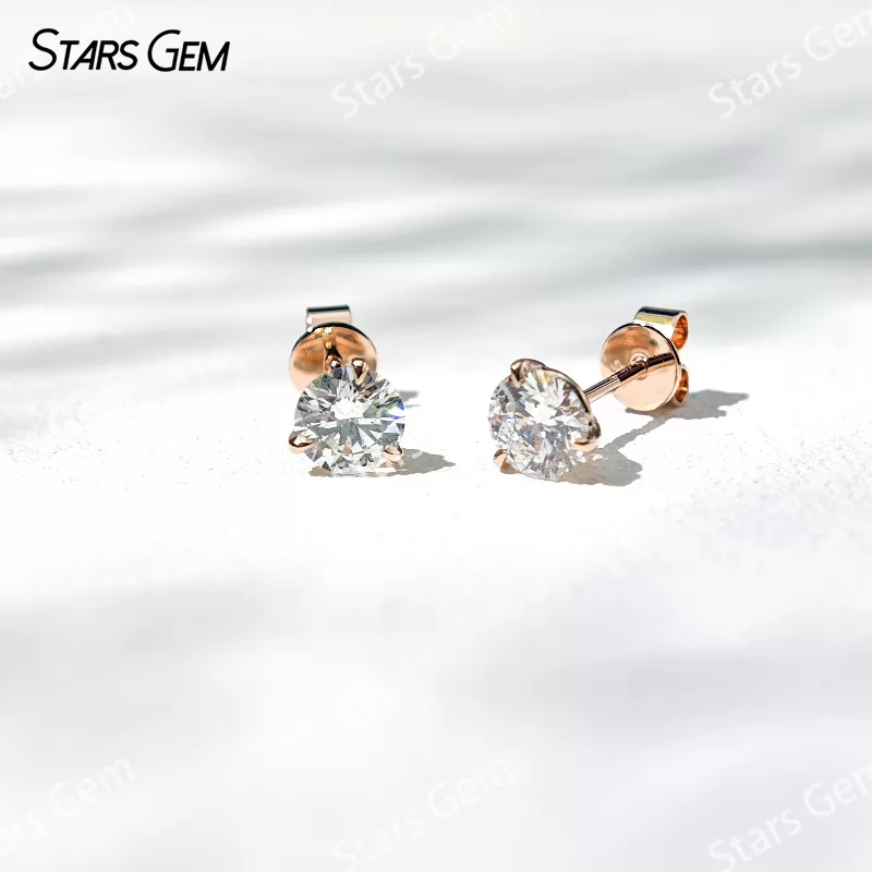 0.4ct & 0.5ct Round Brilliant Cut Lab Grown Diamond Three Claw Martini Set 14K 18K Gold Diamond Stud Earrings