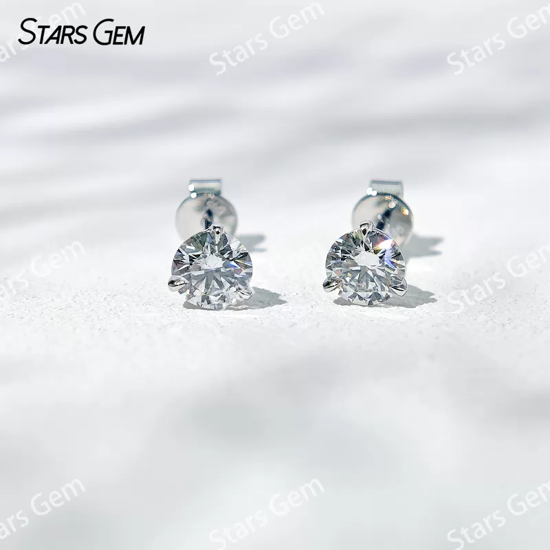 0.4ct & 0.5ct Round Brilliant Cut Lab Grown Diamond Three Claw Martini Set 14K 18K Gold Diamond Stud Earrings