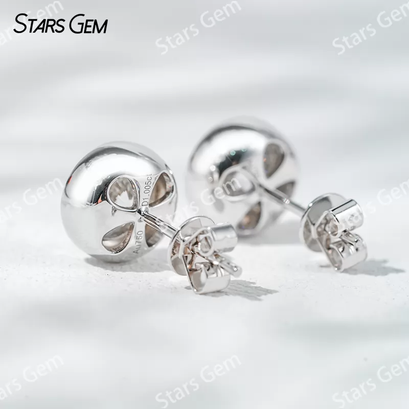 6.4mm Round Brilliant Cut Lab Grown Diamond Bezel Set 14K 18K Gold Diamond Stud Earrings