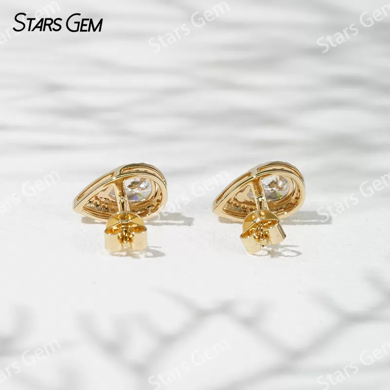 6.5×4.5mm Pear Cut Lab Grown Diamond 18K Yellow Gold Diamond Stud Earrings