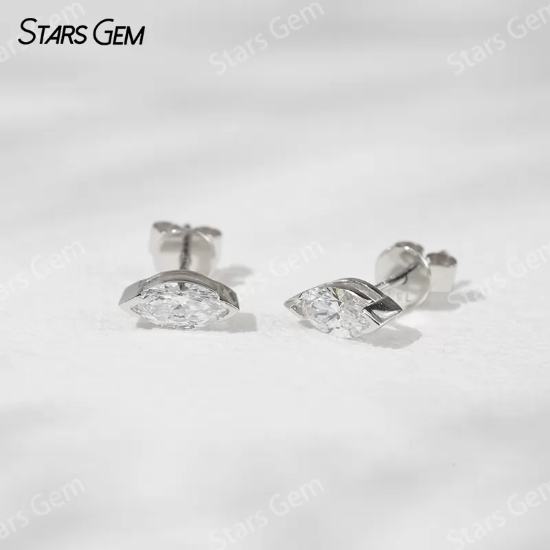 3.5×7mm Marquise Cut Lab Grown Diamond 18K Gold Diamond Stud Earrings