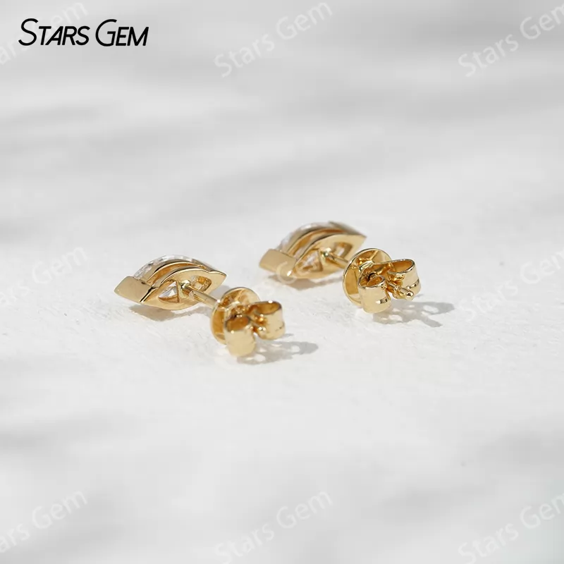 3.5×7mm Marquise Cut Lab Grown Diamond 18K Gold Diamond Stud Earrings