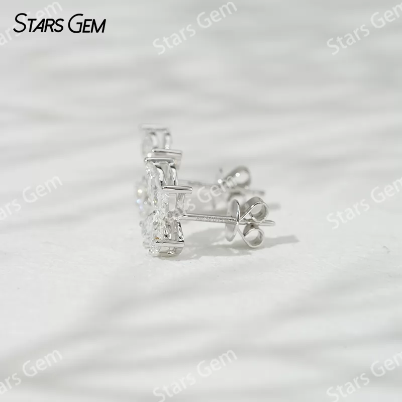 3×6mm Marquise Cut & 3×4mm Pear Cut Lab Grown Diamond Butterfly Shape 18K Gold Diamond Stud Earrings