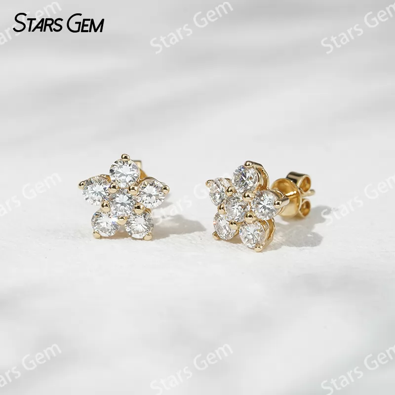 3.2mm Round Brilliant Cut Lab Grown Diamond 18K Gold Diamond Stud Earrings