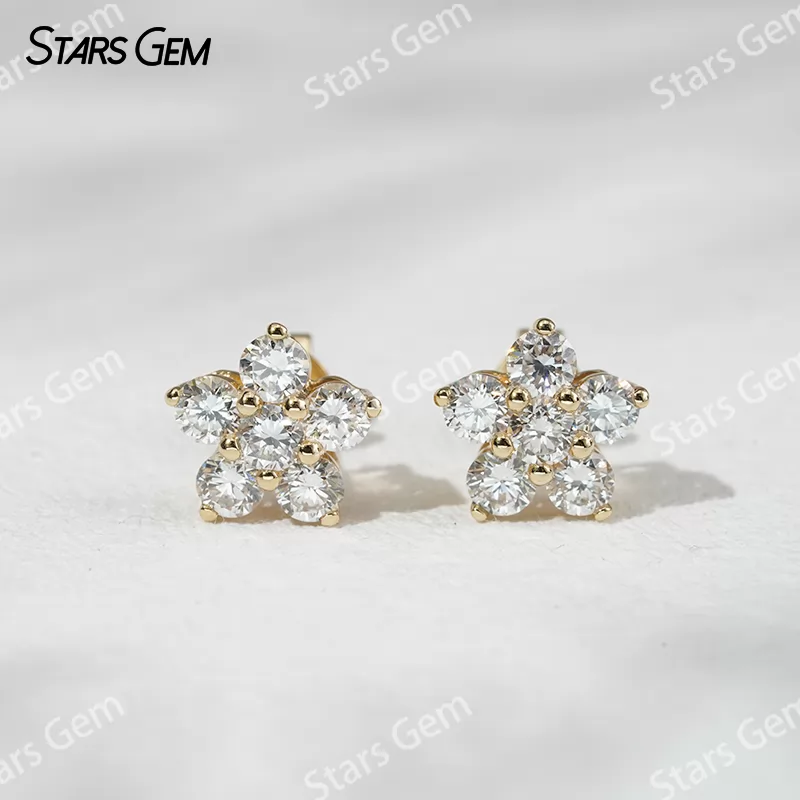 3.2mm Round Brilliant Cut Lab Grown Diamond 18K Gold Diamond Stud Earrings