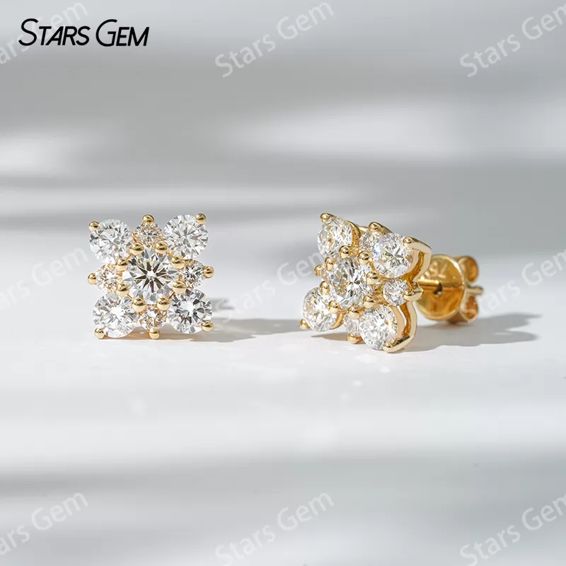 3.6mm Round Brilliant Cut Lab Grown Diamond 18K Yellow Gold Diamond Stud Earrings