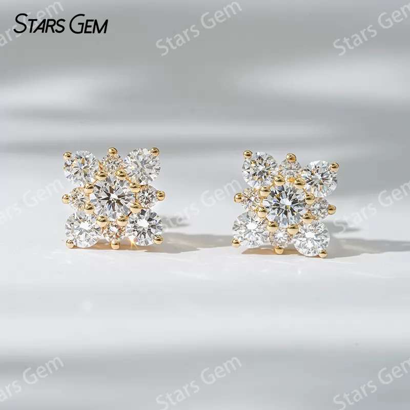 3.6mm Round Brilliant Cut Lab Grown Diamond 18K Yellow Gold Diamond Stud Earrings