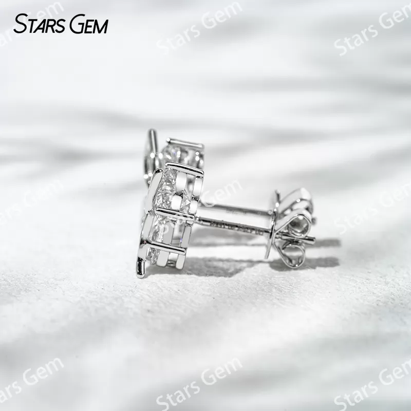 5×5mm Heart Cut & 3×5mm Pear Cut Lab Grown Diamond 18K White Gold Diamond Stud Earrings