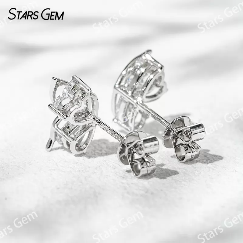 5×5mm Heart Cut & 3×5mm Pear Cut Lab Grown Diamond 18K White Gold Diamond Stud Earrings