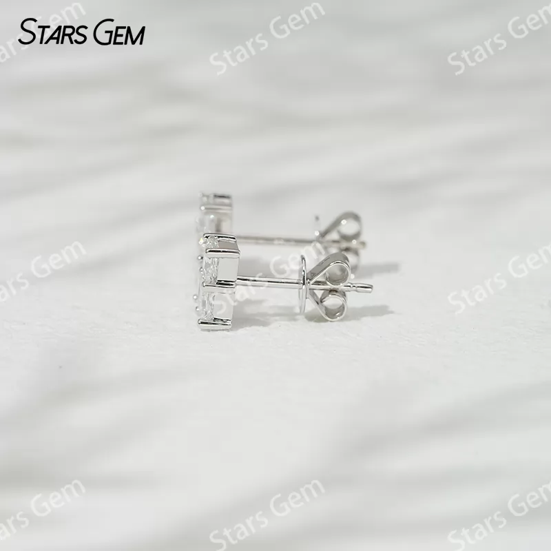 3×3mm Princess Cut Lab Grown Diamond 18K White Gold Diamond Stud Earrings