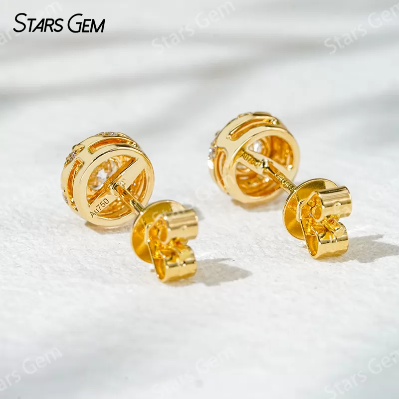 3.6mm Round Brilliant Cut Lab Grown Diamond 18K Gold Diamond Stud Earrings