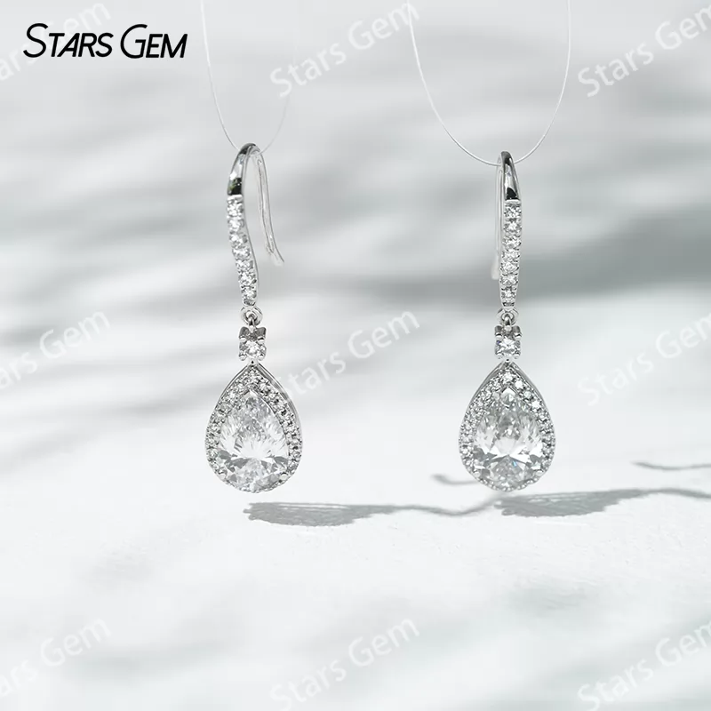 5.7×8.8mm Pear Cut Lab Grown Diamond 18K White Gold Diamond Earrings