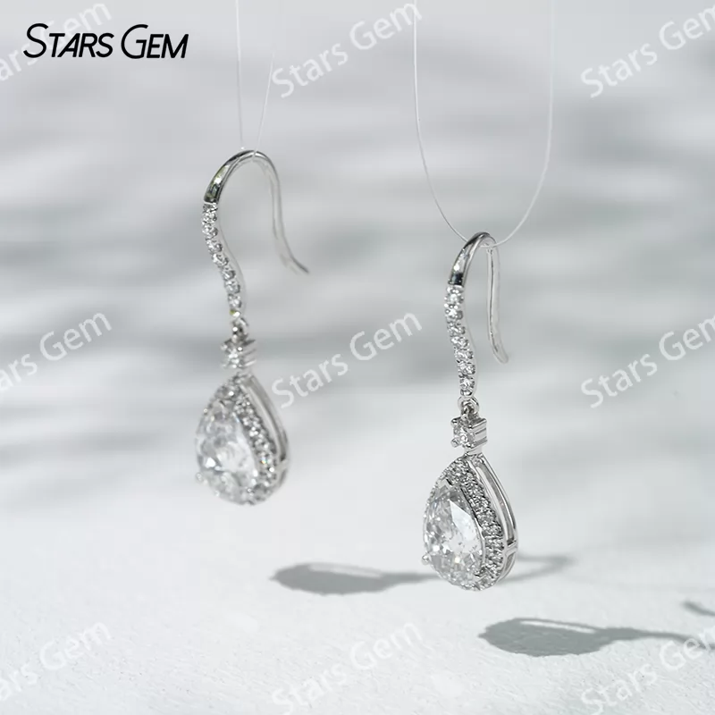 5.7×8.8mm Pear Cut Lab Grown Diamond 18K White Gold Diamond Earrings