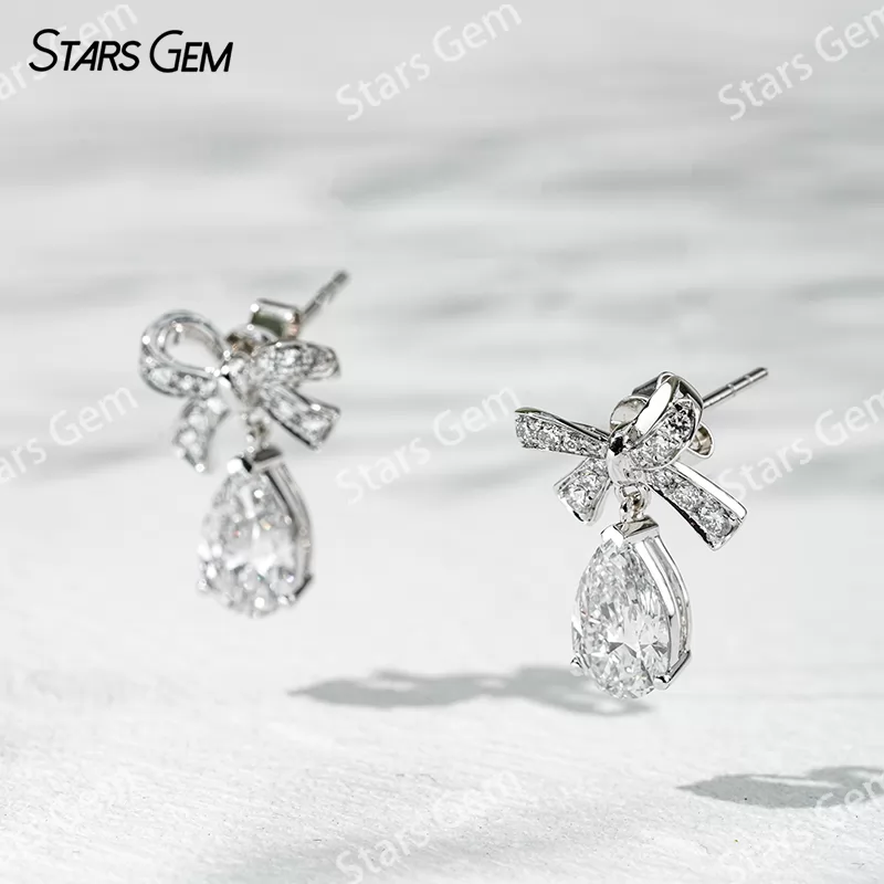 5.7×8.7mm Pear Cut Lab Grown Diamond 18K White Gold Diamond Earrings