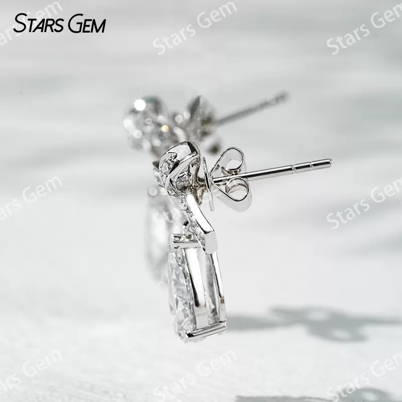 5.7×8.7mm Pear Cut Lab Grown Diamond 18K White Gold Diamond Earrings