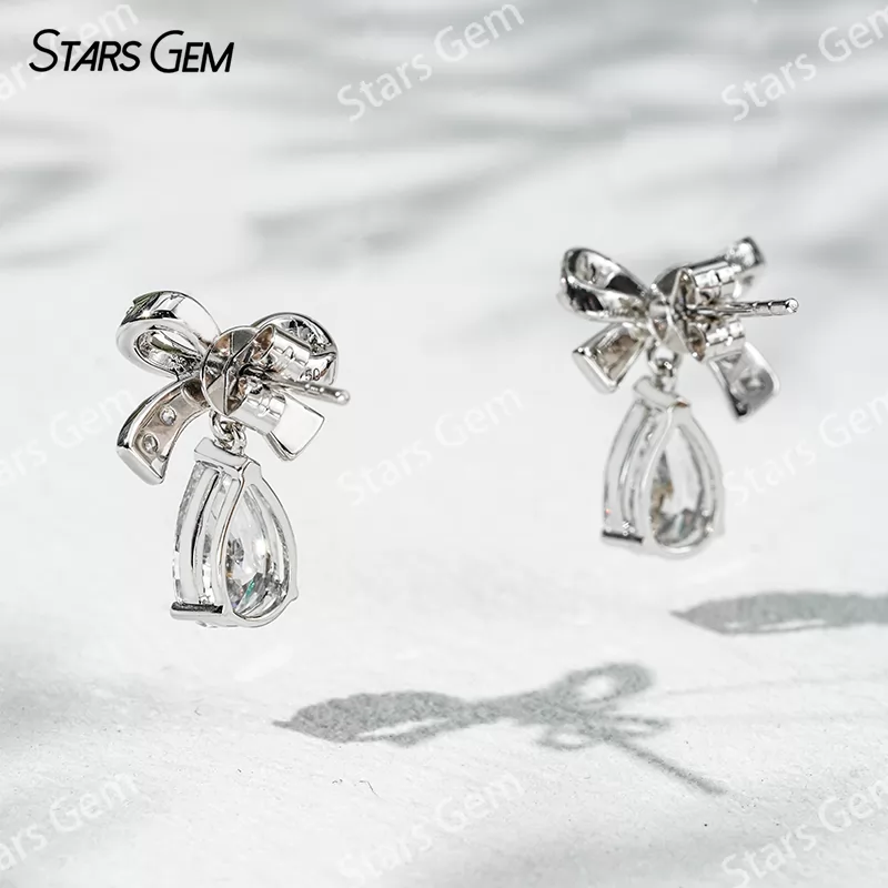 5.7×8.7mm Pear Cut Lab Grown Diamond 18K White Gold Diamond Earrings