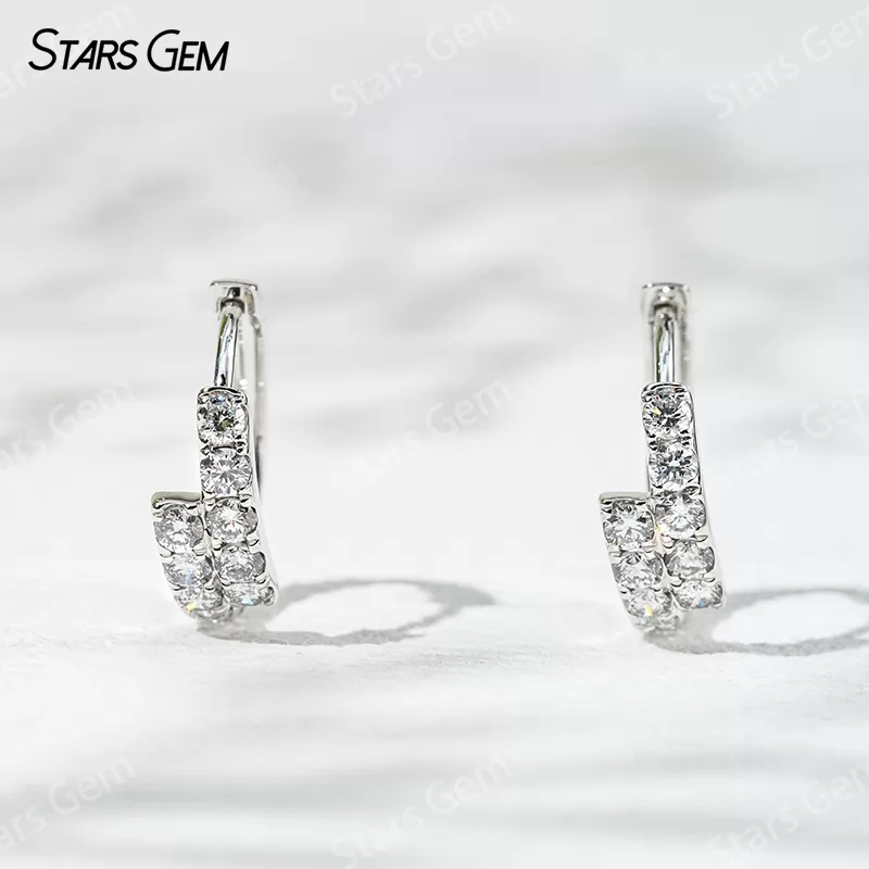 2.1mm Round Brilliant Cut Lab Grown Diamond 18K White Gold Diamond Earrings
