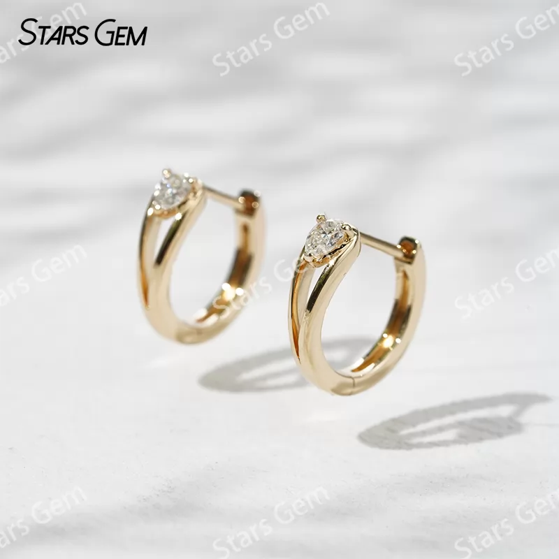 3×4mm Pear Cut Lab Grown Diamond 18K Yellow Gold Diamond Earrings