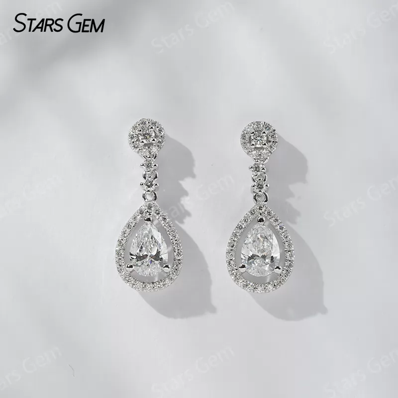6.5×4.5mm Pear Cut Lab Grown Diamond 18K Gold Diamond Earrings