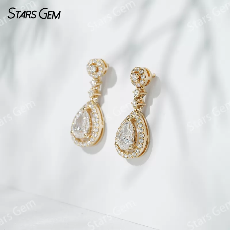 6.5×4.5mm Pear Cut Lab Grown Diamond 18K Gold Diamond Earrings