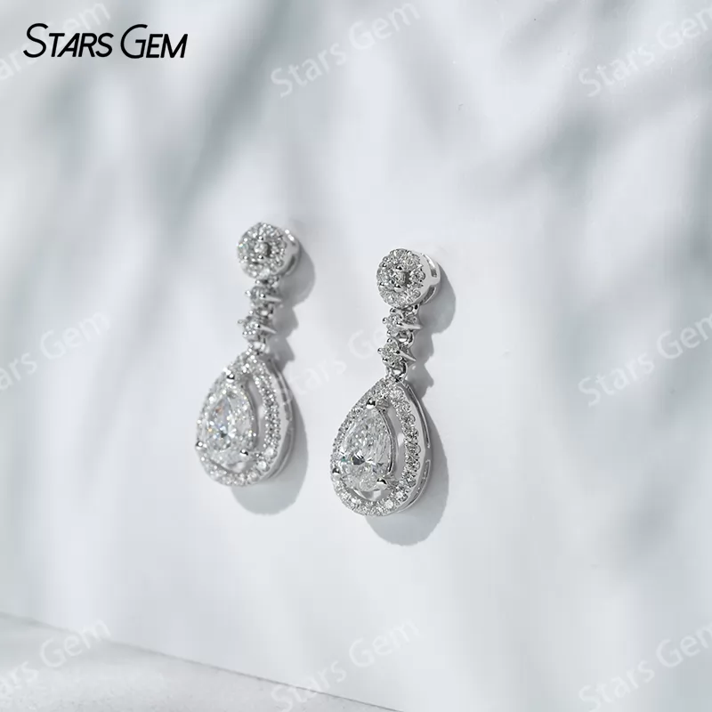 6.5×4.5mm Pear Cut Lab Grown Diamond 18K Gold Diamond Earrings