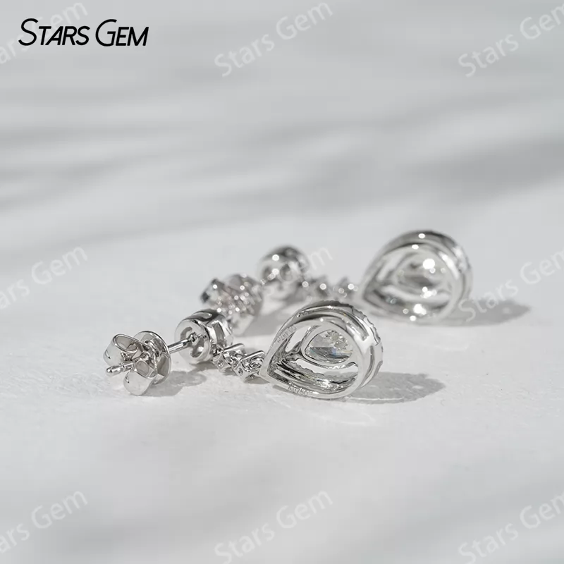 6.5×4.5mm Pear Cut Lab Grown Diamond 18K Gold Diamond Earrings