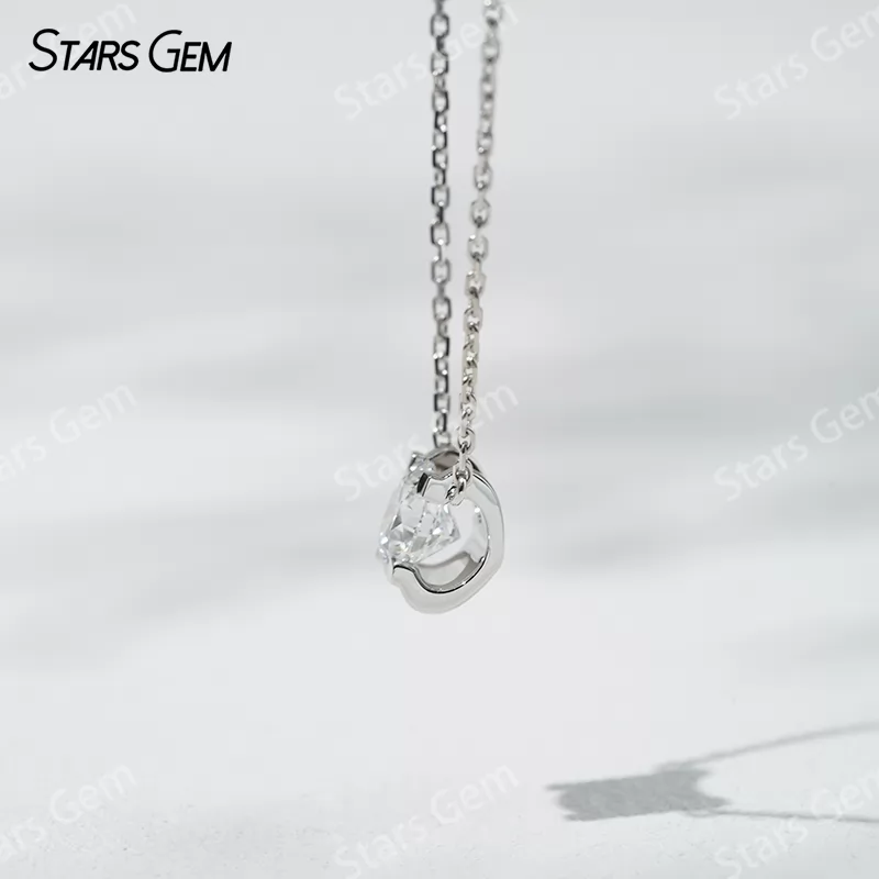 18K Solid Gold 6.45mm Round Brilliant Cut DEF VS Lab Grown Diamond Pendant Necklace
