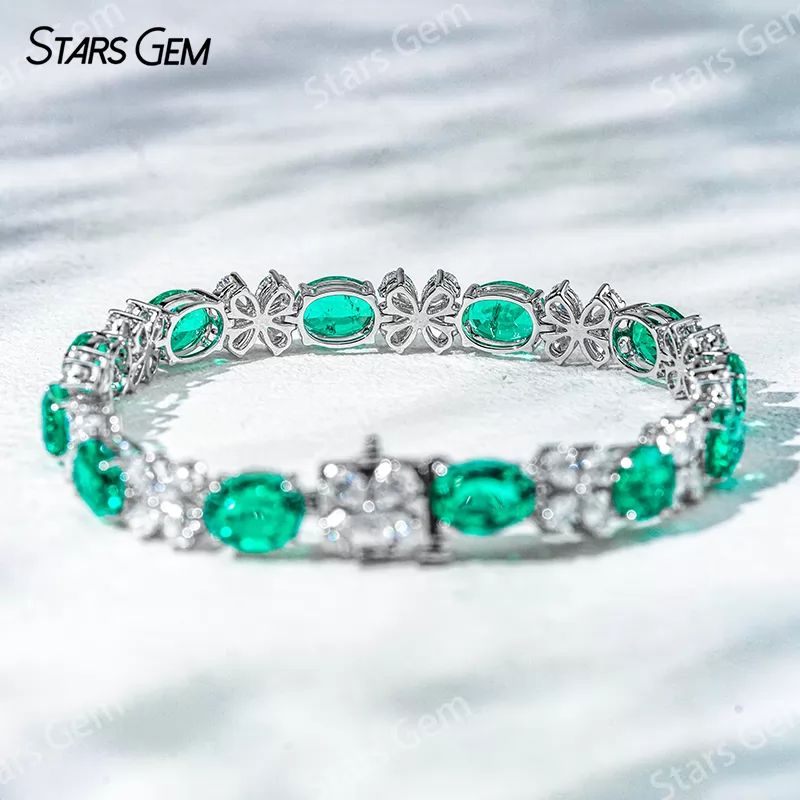 2.5x4mm Pear Cut Lab Diamond with Oval Cut Lab Emerald Sapphire Ruby 18K Solid Gold Bangles Bracelets