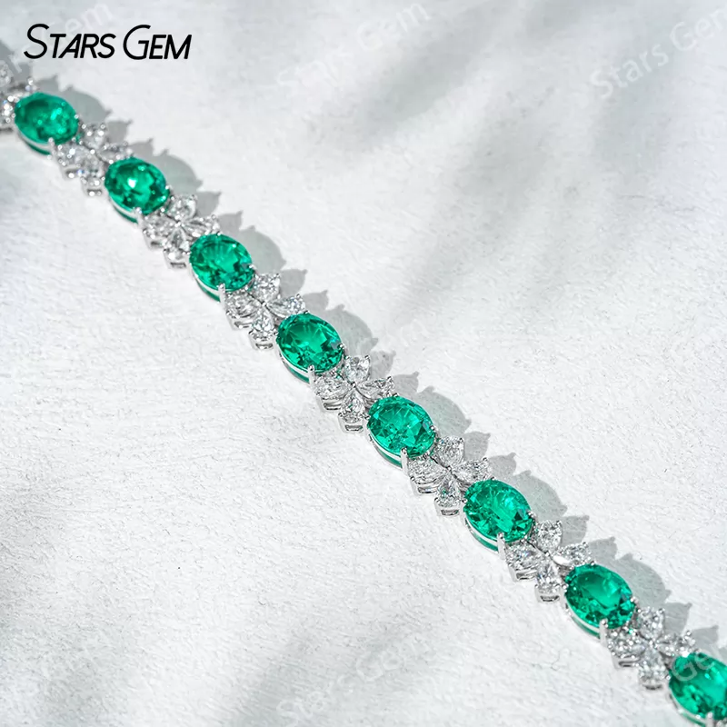 2.5x4mm Pear Cut Lab Diamond with Oval Cut Lab Emerald Sapphire Ruby 18K Solid Gold Bangles Bracelets