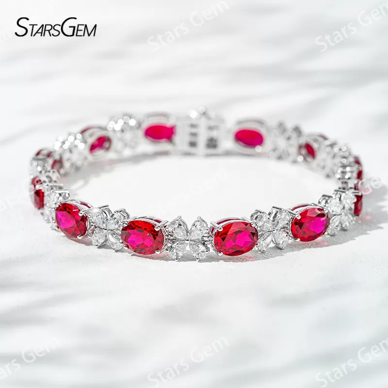 2.5x4mm Pear Cut Lab Diamond with Oval Cut Lab Emerald Sapphire Ruby 18K Solid Gold Bangles Bracelets
