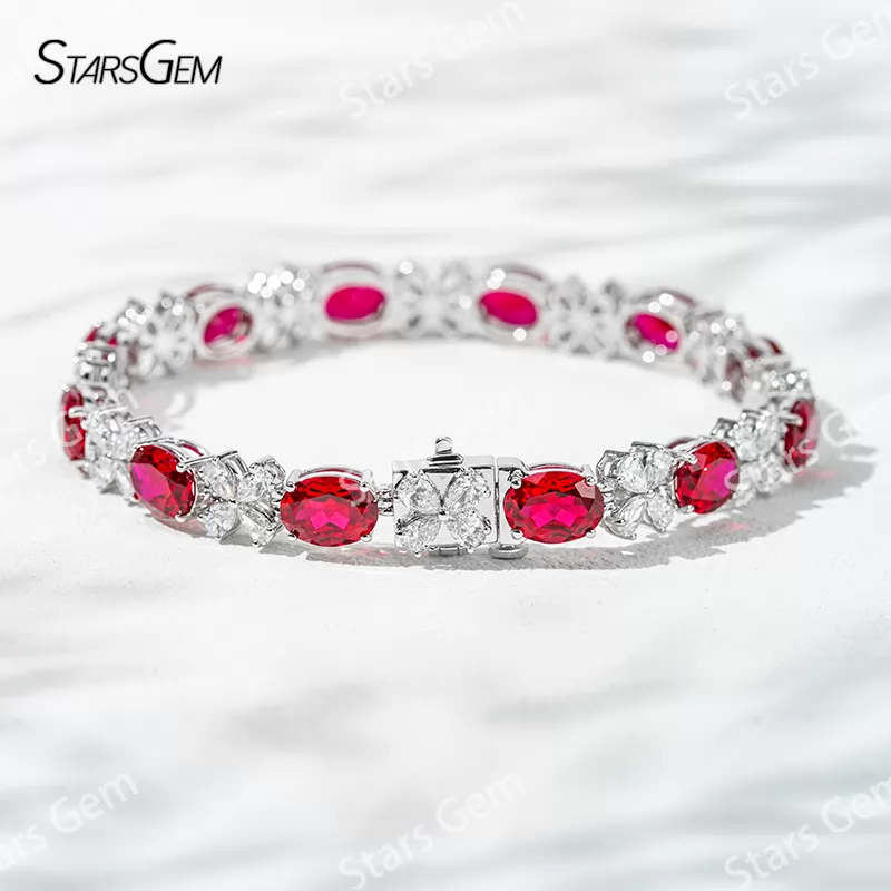 2.5x4mm Pear Cut Lab Diamond with Oval Cut Lab Emerald Sapphire Ruby 18K Solid Gold Bangles Bracelets
