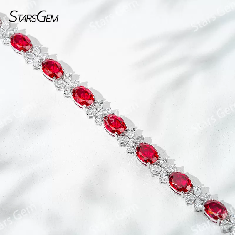 2.5x4mm Pear Cut Lab Diamond with Oval Cut Lab Emerald Sapphire Ruby 18K Solid Gold Bangles Bracelets
